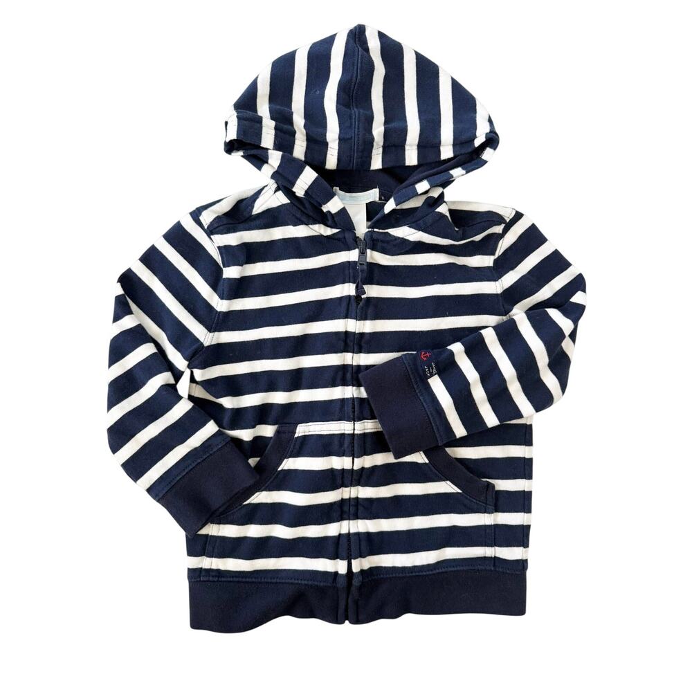 JANIE AND JACK Striped Nautical Cotton Zip Up Hoodie 3T